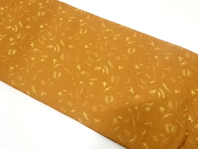 JAPANESEKIMONO / ANTIQUE PEACOCK / FLORAL ARABESQUE PATTERN WOVEN HIRA